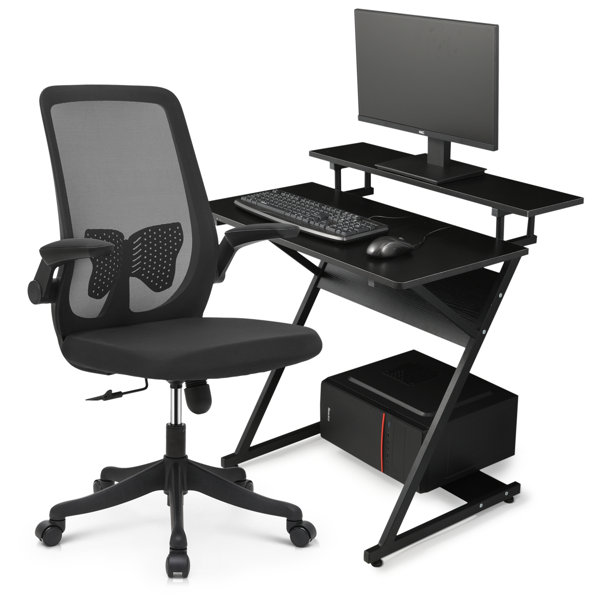 Inbox Zero Office Desk and Chair Set Rotatable Chair Sturdy and Durable
